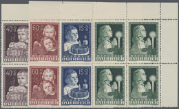 **/ Österreich: 1949, Kinderfürsorge Als Kompletter Postfrischer 4-er Block Satz Aus Der R.o. Bogenecke. - Unused Stamps