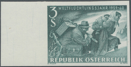 ** Österreich: 1960, 3 S. Weltflüchtlingsjahr Ungezähnt Vom Linken Bogenrand, Postfrisch. - Unused Stamps