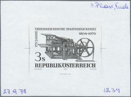 Österreich: 1979. Probedruck In Schwarz Für Marke "175 Jahre Österreichische Staatsdruckerei", Bezei - Unused Stamps