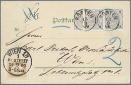 /GA Österreich - Portomarken: 1900, 2 Heller Halbierung Und 2 H Im Paar Auf Ansichtskarte Von Kosten Nac - Postage Due