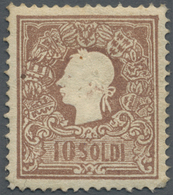 * Österreich - Lombardei Und Venetien: 1858/59: Kaiser Franz Josef, 10 Soldi Lilabraun, Volles Origina - Lombardo-Veneto
