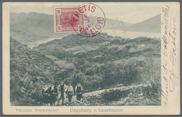 Österreichische Post In Der Levante: 1899, Ansichtskarte Von Castelnuovo Nach Paris, Vorderseitig Fr - Oostenrijkse Levant