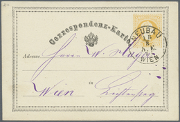 GA Österreich - Ganzsachen: 1870/1872, Fünf Correspondenz-Karten 2 Kr. Gelb In Teils Unterschiedl. Type - Sonstige & Ohne Zuordnung