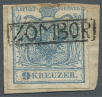 Brfst Österreich - Stempel: 1850, "ZOMBOR" Ra1 Klar Auf 9 Kreuzer Briefstück (oben Gekürzt), Selten! (Mü 3 - Maschinenstempel (EMA)