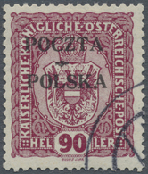 O Polen: 1919, 90 Heller Aushilfsausgabe Von Krakau Mit Aufdruck Auf österr. Portomarke Von Platte I/F - Briefe U. Dokumente