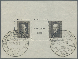 O Polen: 1928, Stamp Exhibition Warsaw Souvenir Sheet, Used With Special Post Mark, Fine - Brieven En Documenten