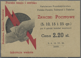 ** Polen: 1938, Booklet 2,20 Zl, Type A, Mint Never Hinged, Fine - Brieven En Documenten