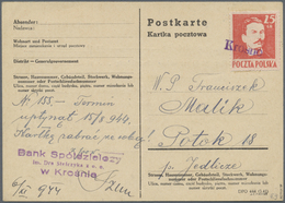 Br Polen: 1944, 25gr. Red "Wodzowie", Single Franking At Correct Rate On Commercial Card (German Form F - Lettres & Documents