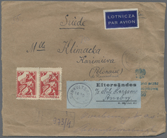 Br Polen: 1945, 5 Zl Liberation, Horizotal Pair On Registered Letter To Sweden With Polish Censor On Fr - Covers & Documents