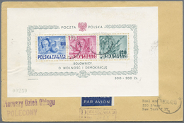 Br/ Polen: 1948, 160th Anniversary Of The American Constitution, Souvenir Sheet On Registered Letter Sen - Lettres & Documents