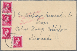 Br Polen - Besonderheiten: 1945, Cover (flap Missing) From ANTHEE, Belgium With Four Pieces Of 1 Fr. Ki - Other & Unclassified
