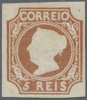 (*) Portugal: 1853, Maria 5r. Light Brown, Type I, Fresh Colour, Full Margins, Unused No Gum, Slight Cre - Brieven En Documenten