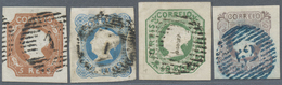 O Portugal: 1853, Maria, 5r. To 100r., Four Values Complete Used, Fresh Colours, Full To Large Margins - Lettres & Documents