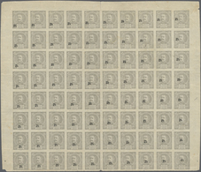 ** Portugal: 1895, A COMPLETE SHEET Of 80 IMPERFORATED Values Carlos 2½ R Grey/black Mint NH !! The Bla - Lettres & Documents