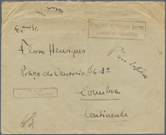 Br Portugal - Azoren: 1946. Unstamped Envelope Written From S. Miguel To Coimbra Cancelled By Boxed 'Ex - Azores