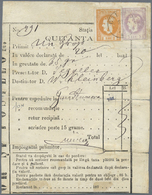 Brfst Rumänien: 1868-70, Prince Carol 2b. Orange And 3b. Violet On Receipt Tied By "GALATI" Cds., Toned An - Briefe U. Dokumente