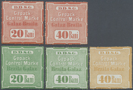 ** Rumänien: 1870 (ca.), D.D.S.G. Austrian Steamship Company, Five Packet Control Stamps: "Galaz-Braila - Brieven En Documenten