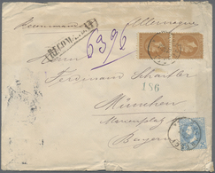 Br Rumänien: 1884, Vertical Pair 50 B. Brown (corner Defect) And 25 B. Blue On Registered Cover Tied By - Covers & Documents