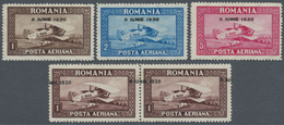 **/* Rumänien: 1930, Thronbesteigung Von König Karl II. Flugpostmarken Mit Aufdruck '8 IUNIE 1930' Komple - Lettres & Documents