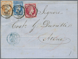 Br Rumänien - Besonderheiten: 1864, Folded Envelope Tied By Greek P.O. "BRAILA 21/SEPT/63" Blue Cds. To - Andere & Zonder Classificatie