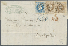 Br Rumänien - Besonderheiten: Austrian Levant: 1867, 10 So. Blue And Horizontal Pair 15 So. Deep Brown, - Sonstige & Ohne Zuordnung