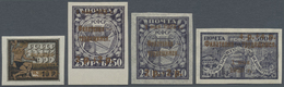 * Russland: 1923, Philately Issue Four Different Values Incl. 10r. With Gold Opt., 250r. Both Papers W - Neufs