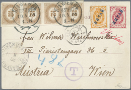 Russische Post In China: 1901, Picture Double Postcard (left Part Subsequently Cut Off) From Shangha - Cina