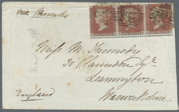 Br Russland - Besonderheiten: 1856, Crimean War, Great Britain QV 1d Stars Horizontal Strip-3 Canc. On - Other & Unclassified