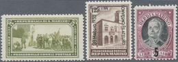 ** San Marino: 1932 - 1934, Antonio Onofri 5.00 L On 2 L, Garibaldi 5 Lire Olive, Philatelic Congress 1 - Ongebruikt