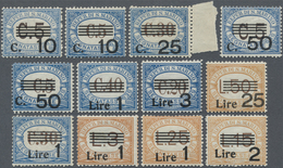 ** San Marino - Portomarken: 1936/1943, Revaluation Overprints, Complete Set Of Twelve Values, Unmounte - Portomarken