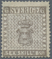(*) Schweden: 1855, 6 Skilling Grey-brown (only 5000 Printed), Unused (as Usual Without Gum), Some Repai - Ungebraucht