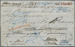 Br Schweden: 1856, Kompl. Faltbrief Aus UPSALA, 24.8.56, Via Stockholm Und Bahnpost Stettin-Berlin Nach - Ongebruikt