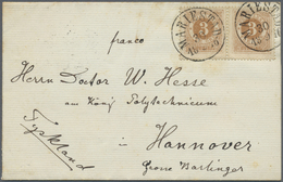 Br Schweden: 1876, 3 Ore Bister Brown Pair On Imprint Circular Mail (engagement Card) Tied By "MARIESTA - Nuovi