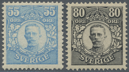 ** Schweden: 1918, VÄRNAMO ISSUE, 55ö. Light Blue An 80ö. Black, Fresh Colours And Well Perforated, Unm - Nuovi