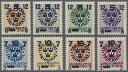 ** Schweden: 1918, For The Landsturm, 8 Items With Reversed Overprints, Mint Never Hinged, (Mi € Ca. 1. - Unused Stamps