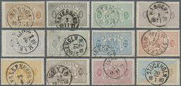 O Schweden - Dienstmarken: 1874, Coat Of Arms Drawing 3 Ö To 1 Kr, As Well 6 Ö In Three Colors, Clean - Dienstzegels