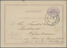 GA Schweden - Ganzsachen: 1877, GA-Karte "SEX ÖRE" Lila (rückseitig Kleine Papieranhaftungen) Mit K1 "F - Postal Stationery