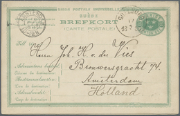 GA Schweden - Ganzsachen: Doppelkarte 15 Ö. Blaugrün Sauberer Bedarf 1886 N. Holland, Mi 1.000.- Euro. - Postal Stationery