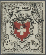 O Schweiz: 1850, 2 1/2 Rp. "Poste Locale" Mit Kreuzeinfassung, Grauschwarz/dunkelorangerot, Allseits V - Nuovi