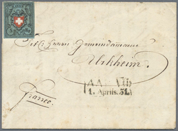 Br Schweiz: 1850: 5 Rp Schwarz/rot/dunkelblau, Type 2, Stein A3-U, Farbfrisch, Fehlerfrei Mit Leichter - Unused Stamps