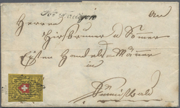 Br Schweiz: 1850-52 Rayon II 10 Rp., Type 2, Stein B-LU, Als Einzelfrankatur Auf Komplettem Faltbrief V - Ongebruikt