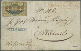 Br Schweiz: 1850-52 Rayon II 10 Rp. Gelb Im Waagerechten Paar Auf Charge-Brief 1853 Von Entlebuch Nach - Neufs
