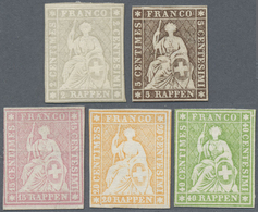 (*) Schweiz: 1854-62 Strubel: Vier Ungebrauchte Werte Vom Letzten Berner Druck (2 Rp., 15 Rp., 20 Rp. Un - Neufs