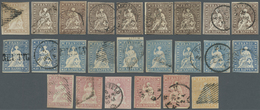 O Schweiz: 1854-1862 STRUBEL: Partie Mit 24 Gestempelten Strubel, Von 5 Rp. Bis 20 Rp., Von Verschiede - Unused Stamps