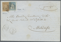 Br Schweiz: 1856 Strubel: 10 Rp. Blau Auf Sehr Dünnem Papier Mit Grünem Seidenfaden Zusammen Mit 5 Rp. - Unused Stamps