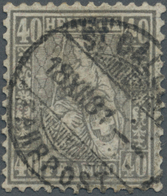 O Schweiz: 1882 Sitzende Helvetia 40 Rp. Grau Auf Faserpapier, Gebraucht Und Sauber Entwertet Mit Orts - Neufs