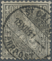 O Schweiz: 1882 Sitzende Helvetia 40 Rp. Grau Auf Faserpapier, Gebraucht Und Sauber Entwertet Mit Orts - Unused Stamps