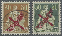 O Schweiz: 1919-20 Flugpostmarken 30 Rp. Und 50 Rp. Je Mit Propelleraufdruck, Gebraucht Mit Stempel "S - Ongebruikt