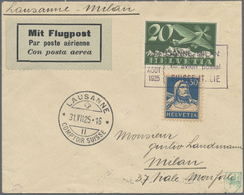 Br Schweiz: 1925, Zwei Gelaufene Flugpostbriefe Mit Mi.Nr.: 213 Sowie Ein Brief Italien. - Neufs