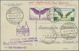 Br Schweiz: 1931 (12./15.5.) Zeppelin Ostseejahr-Rundfahrt, Strecke Lübeck-Friedrichshafen: Ansichtskar - Neufs